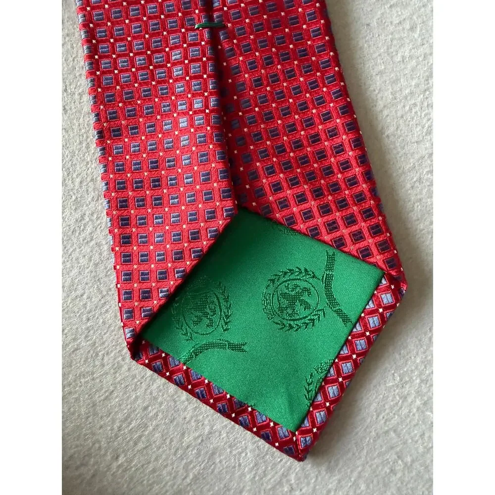 Tommy Hilfiger Red Silk Power Tie Geometric Mens Business Executive Necktie
